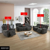 Lifestyle Furnitures Dark Grey Stripe Recliner Sofa Set - Living Room 2/3 Piece  Comfortable Fabric Sofa