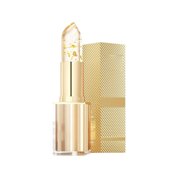 Mcolor Transferproof Color Changing Lipstick, Gold Foil Moisturizing Gloss Lip Deep Nourishment, Transparent Color Changing Lipstick Gold Foil Flower for Women Long Lasting 24 Hours