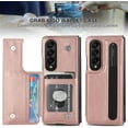 thumbnail image 2 of for Samsung Galaxy Z Fold4 Wallet Case with S Pen Holder, Double Magnetic Clasp with Kickstand Phone Case Cover with ID Card Slots for Samsung Galaxy Z Fold 4 SKB Rose Gold, 2 of 18