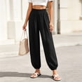 thumbnail image 2 of Joggers for Women Ihhxva Cuffed Ankle Relaxed Fit Jogger Pants Elastic Waist Solid Color Fashion Adjustable with Pockets Athletic Casual Lounge S-2XL, 2 of 9