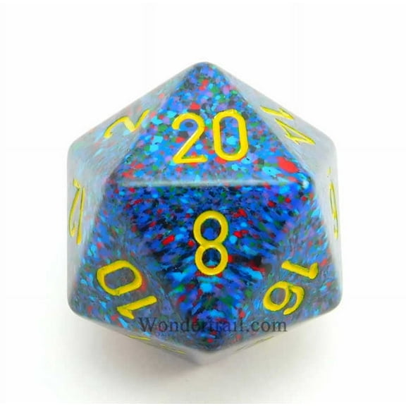 Twilight Speckled Die with Yellow Numbers D20 34mm (1.34in) Pack of 1 Chessex