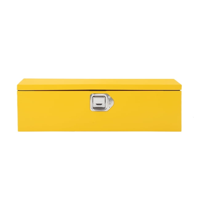 Kojooin Heavy Duty Steel Truck Bed Tool Box, Powder-Coated Diamond Plate Storage Chest with Side Handle and Lock for Pickup or RV