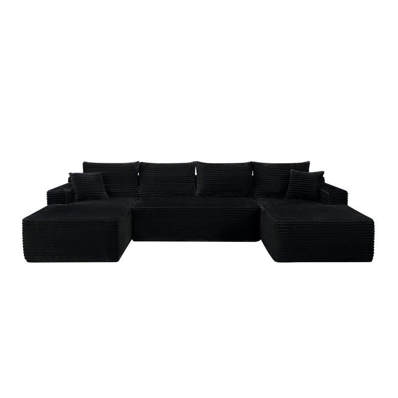 134''W Oversized Sectional Sofa Set with Double Chaise Lounge, U-Shaped Boneless Couch, Corduroy Upholstered Modular Sofa