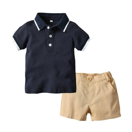 

Xiulive Boys And Girls Casual Shirt With Lapel Short Sleeve Shorts Solid Color Casual Suit Casual Soft Matching sets
