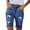 Blue, variant on vigerkar Women's Ripped Mid-Rise Denim Bermuda Shorts Frayed Raw Hem Stretch Jean Shorts Blue, M