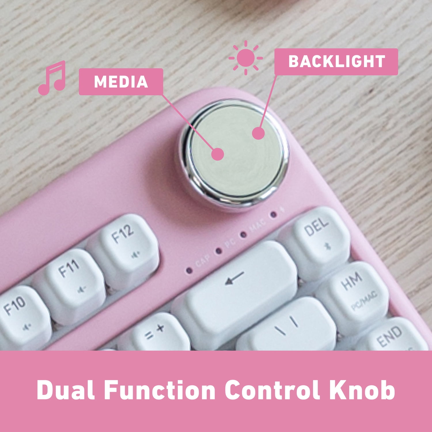 Azio IZO Bluetooth and USB Mechanical Computer Keyboard with Red Switches (Pink Blossom), IK408