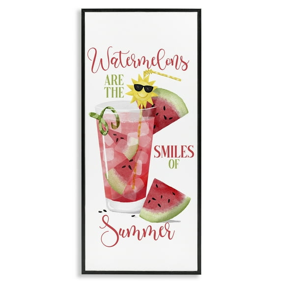 Stupell Industries Summer Watermelon Sentiment Food & Beverage Painting Black Framed Art Print Wall Art, 10 x 24