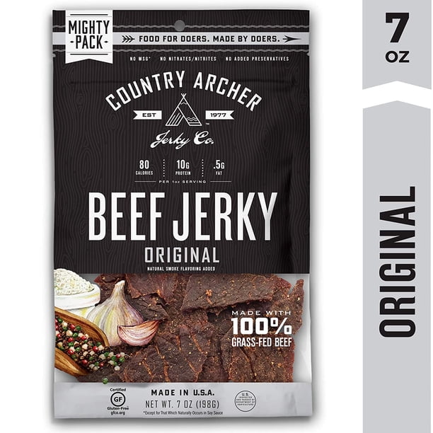 Original Beef Jerky By Country Archer 100 Grass Fed Gluten Free 7 Ounce Walmart Com Walmart Com