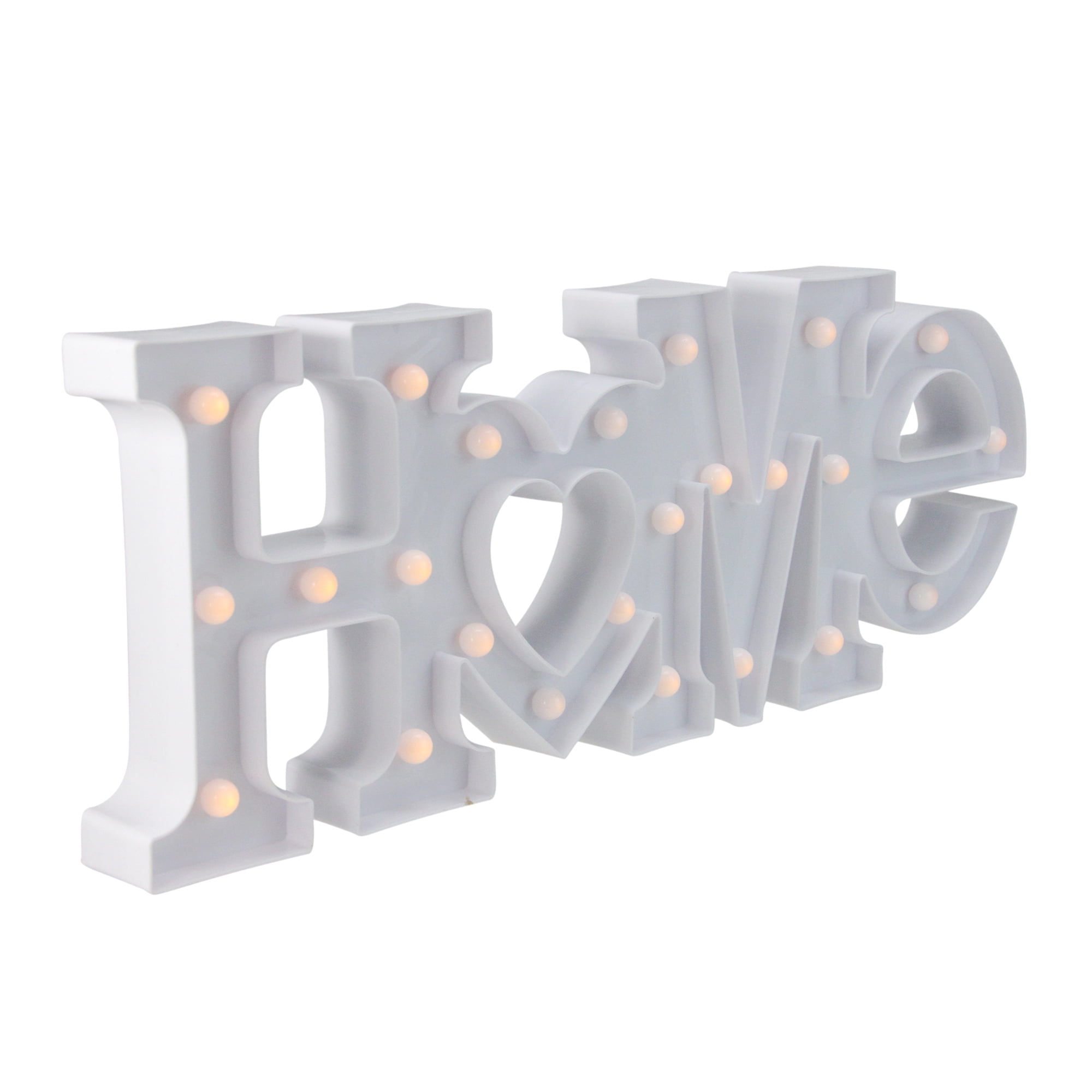 20.5" Battery Operated LED Lighted White "HOME" Marquee Sign