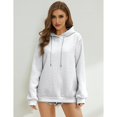 thumbnail image 3 of Womens Oversized Hoodie Fashion Sweatshirt Casual Loose Pullover Hoodies with Drawstring Long Sleeve Outerwear for Daily Wear Light Exercise, White, S, 3 of 9