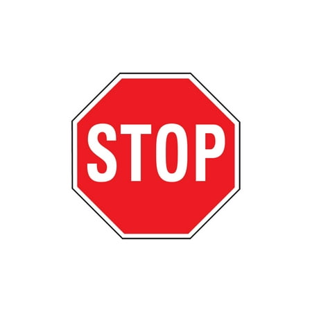 HY-KO HW-31 Traffic Sign, Stop, White Legend, Aluminum, 18 in W x 18 in H Dimensions
