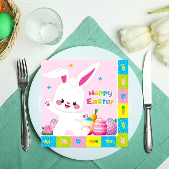 Danhjin Disposable Meal Paper Easter Themed Painted Disposable Tissue Soft and Friendly Party Supplies Disposable Tissue for Easter Holiday Decoration