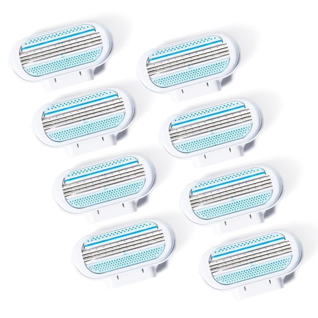 Jifuli 3-layer women's manual razor hair remover easily removes underarm and leg hair. Blue 8-blade head.