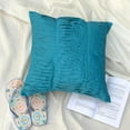 thumbnail image 5 of Pillow Sham Euro, Turquoise Blue Euro Shams 26x26 inch (65x65 cm), Silk Euro Pillow Covers, Solid Color, Pintucks, Textured, Striped, Modern European Sham&nbsp;Covers - Gentle Waves, 5 of 14