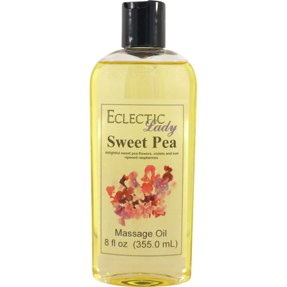 Sweet Pea Massage Oil by Eclectic Lady, 8 oz, Sweet Almond Oil and Jojoba Oil