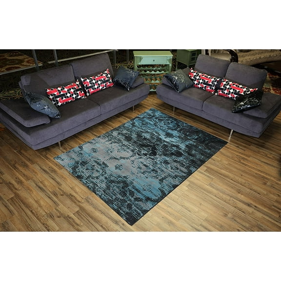 Studio Collection Vintage Trellis Lattice Design Contemporary Modern Area Rug Rugs 3 Different Color Options  (Trellis Silver Grey / Aqua Blue, 8 x 10)