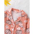 thumbnail image 4 of Cjfdfy Toddler Baby Girl Halloween Thanksgiving Silk Stain Pajamas Set Girls PJS Set Sleepwear Fall Winter Clothes Pumpkin Print Long Sleeve Button Down Shirt with Long Pants Set Loungewear 1-4Y, 4 of 9
