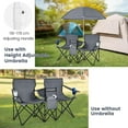thumbnail image 5 of SSyao Double Camping Chair with Canopy, Folding Camp Chairs w/Cup Holder, Cooler & Carry Bag, Table, Side Pocket, 2 Person Portable Beach Chair with Umbrella, for Picnic Fishing (Grey), 5 of 9