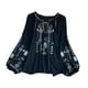 thumbnail image 4 of Blusa bordada para mujer, cómoda, informal, elegante, con mangas globo Negro, 4 of 9