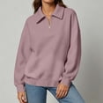 thumbnail image 7 of Half-Zip Sweatshirts for Women Zaewscy Women's /Winter Casual Long-Sleeve Hooded Sweatshirt With Zipper And Lapel Collar Pink XXL, 7 of 7