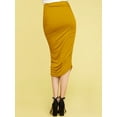 thumbnail image 3 of Made by Johnny Women's Slim fit Bodycon Party Club Night Out Elegant Ruched High Waist Long Pencil Skirt with Side Shirring XS MUSTARD, 3 of 6