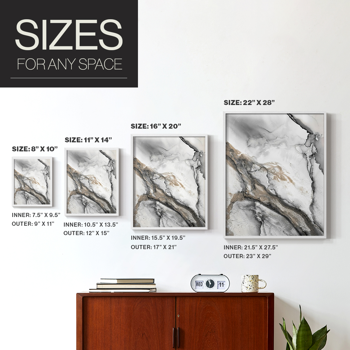 Abstract Ink Fantasy II in Paper Solid Wood 11 x 14 Framed Print