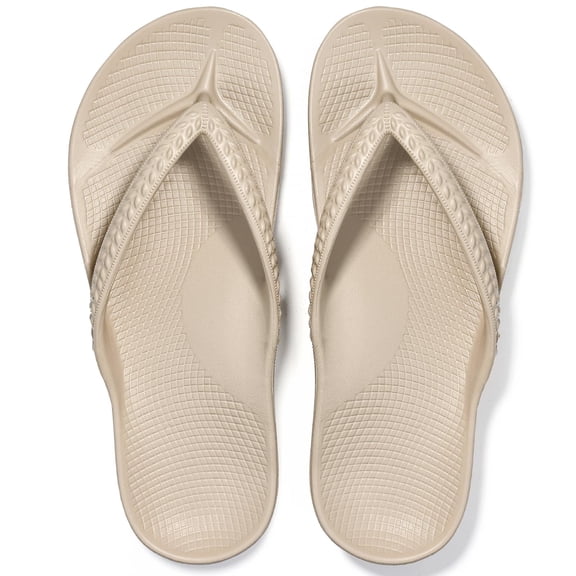 Litfun Women's Flip Flops Summer Beach Thong Sandals Orthopedic Slide Sandals for Arch Support, Khaki