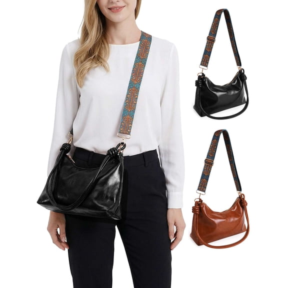 LAVA Medium Hobo Bag Vintage Soft Crossbody Bag Retro PU Shoulder Bag Women Fashion Handbag Tote Purse (Black)