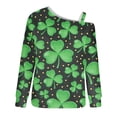 thumbnail image 5 of Femmes Manches Longues Tops Femmes St. Patrick'S Day Sweat-Shirt Imprimé sur l'Épaule Chemise Graphique Manches Longues Pull Tops, 5 of 5
