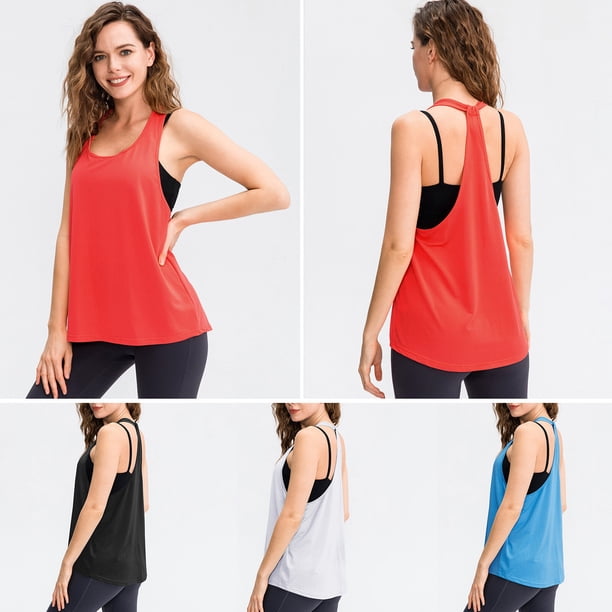 TFixol Camiseta sin mangas de entrenamiento para mujer, malla de secado rápido, estiramiento, ejercicio de carrera suelto