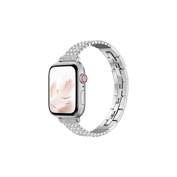 Worryfree Gadgets Slim Metal Bling Wristband for Apple Watch Silver 42/44/45mm (WX122-SLV45)
