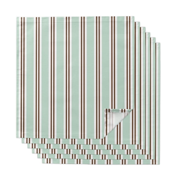 Cloth Napkins Set of 6 Sage Green Parallel Stripeds Cocktail Napkins Vertical Stripes Lines Washable Reusable Soft Dinner Table Napkins for Dinner Party Banquet Hotel Holiday Everyday Use 20x20 Inch
