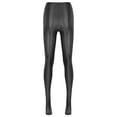 thumbnail image 6 of Kvysinly Women Shiny Glossy Pantyhose Footed Tights Yoga Stockings Leggings Black M, 6 of 7
