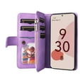 thumbnail image 2 of Jiahe Cover For Google Pixel 7 Pro 6.7 inch Wallet Case with Card Holder,Shockproof Flip Leather Zipper with Wrist Strap Magnetic Kickstand Case Cover,Purple, 2 of 6