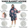thumbnail image 5 of Wearable Oversized Blanket,Pioneer Flower Floral Print Pattern Wearable Blanket Hoodie for Adults,Cozy Hooded Blankets with Super Pockets,Super Warm Fuzzy Pullover for Women & Men, 5 of 6