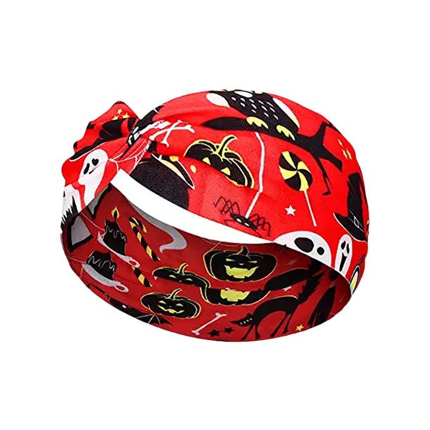 Diadema deportiva para yoga, correr, con estampado de calaveras, telarañas y calabazas para Halloween que absorbe el sudor