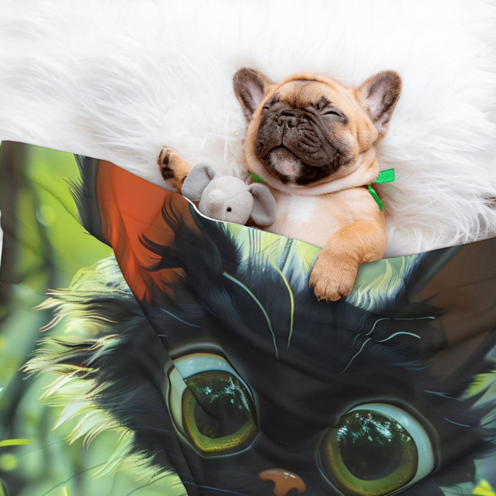 Naloa Cute Big-Eyed Black Cat Dog Blanket, 3 Sizes Cat Blanket for Indoor Cats Large Medium Small Dog Gifts-Small