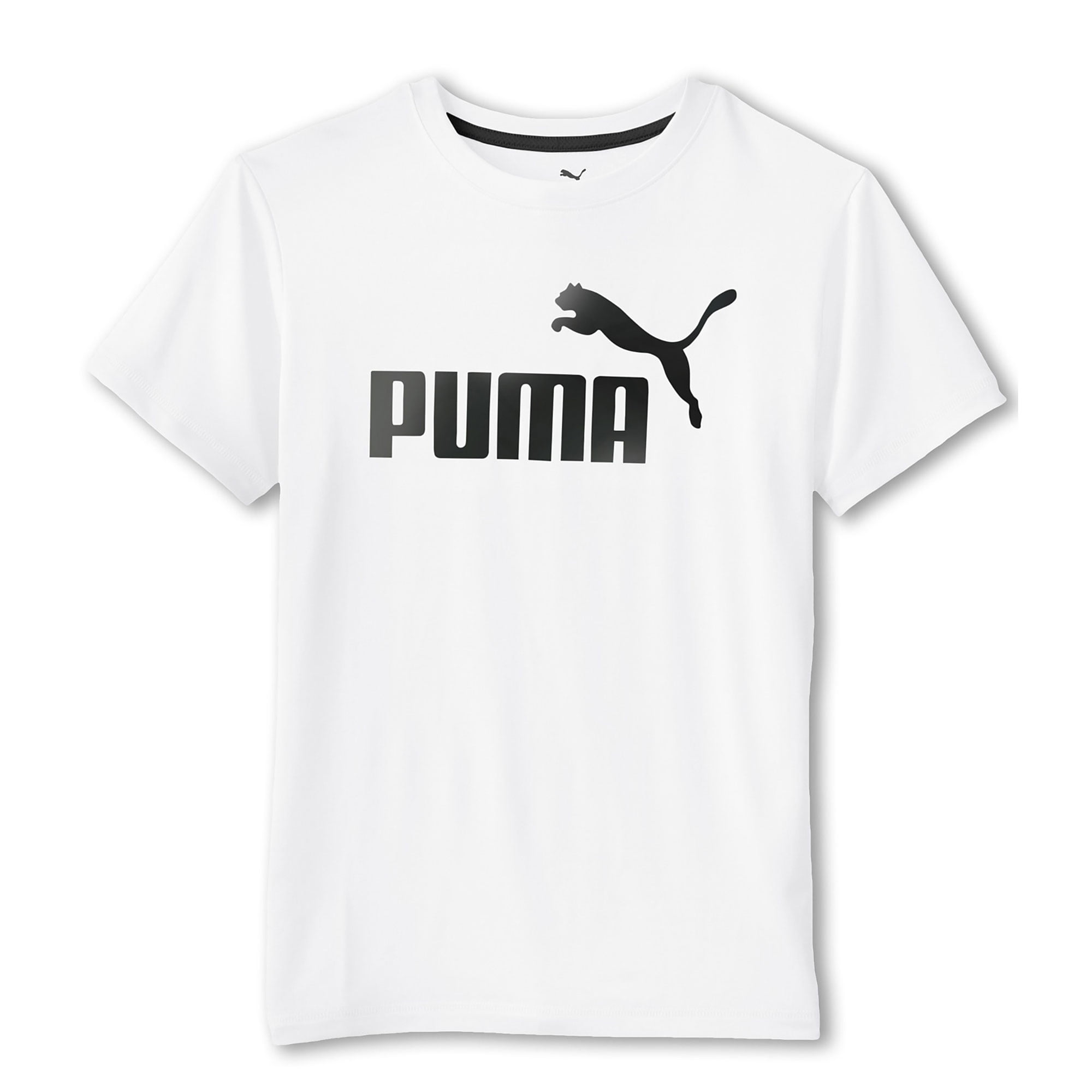 PUMA Little Boys Athletic T-Shirt Short Sleeve Logo Tee - White Black- Size 5 - Walmart.com