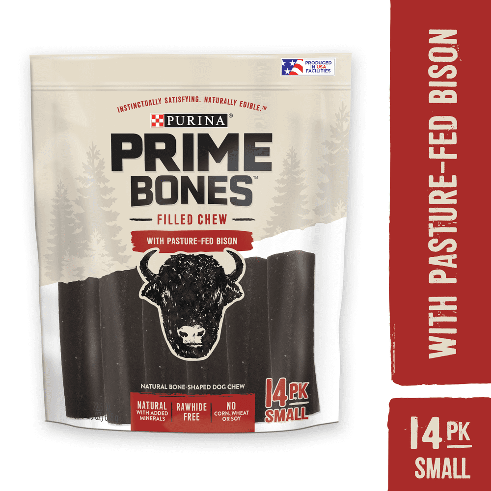 Purina Prime Bones Natural Small Dog Treats, Filled Chew With Pasture