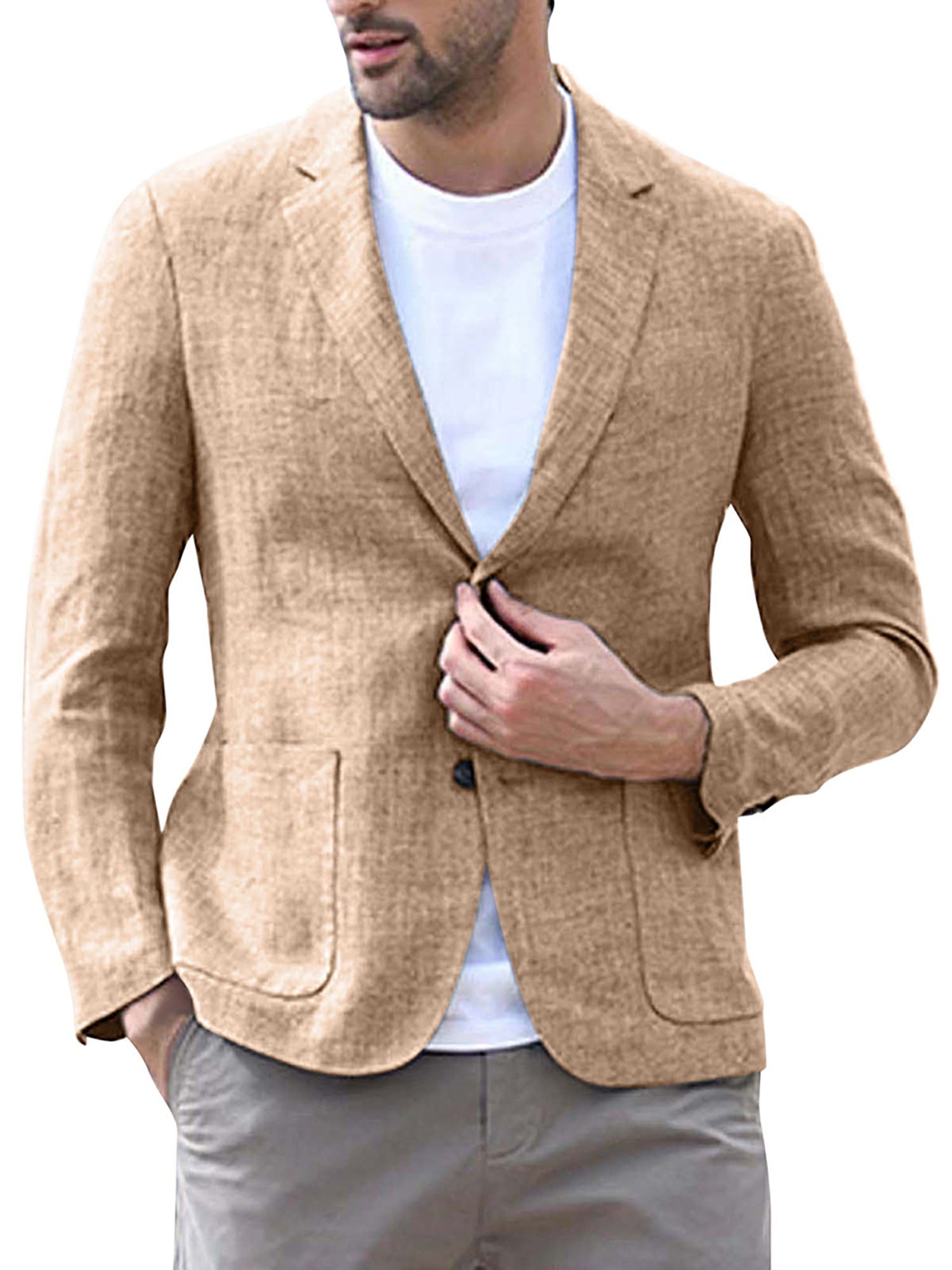 JustVH Men Long Sleeve Blazer Casual ButtonDown Suit Jacket