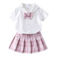 thumbnail image 6 of Amidoa Girls 2 Piece Outfits Summer Clothes T Shirt Cute Short Sleeves Casual Pants Kids Clothing Sets Pink Size 2T, 6 of 9