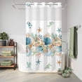 thumbnail image 6 of No Hook Shower Curtain, Beach Coastal Shower Curtains for Bathroom with See Through Top Window, Nautical Shell Starfish Coral Summer Waterproof & Washable Bath Curtain Stand Up Stall 36"x72", 6 of 9