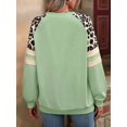 thumbnail image 4 of Womens Leopard Print Long Sleeve Shirts Fall Casual Crewneck Color Block Tops Sweatshirts Grass Green XXL, 4 of 8