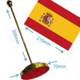 thumbnail image 2 of shiyou-Spain Desk Small Flag Set,5×23 Inch Spanish Mini Desktop table Banner,27" Metal Solid Pole Decor,Tiny Digital Printed Polyester Banner With Golden Base, 2 of 4