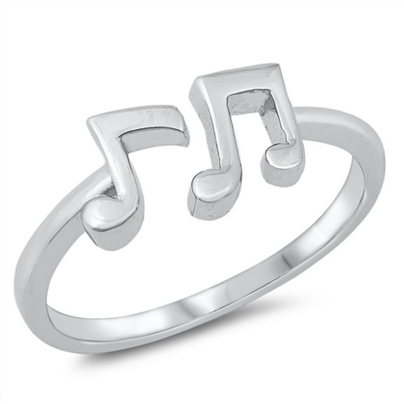 Sterling Silver Musical Notes Open Ring Size 6