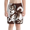 thumbnail image 2 of Cauagu Vintage Husky Dog Print Swim Trunks for Men,Youth Boys Swim Shorts Compression Liner Beach Shorts Boys' Swimming Shorts 7-20 Years Bathing Suit-Medium, 2 of 7