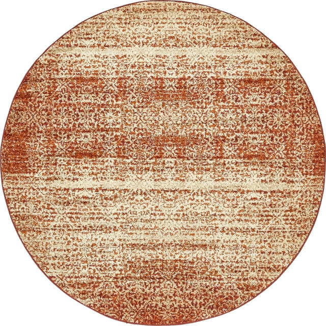 Unique Loom Autumn Collection Casual Rustic Warm Toned Round Rug, 8 Feet, Terracotta/Beige