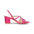 thumbnail image 3 of BLISSFUL STEP Women's Solid Color Strappy Slingback Block High Heels Sandals Hot Pink 6, 3 of 7