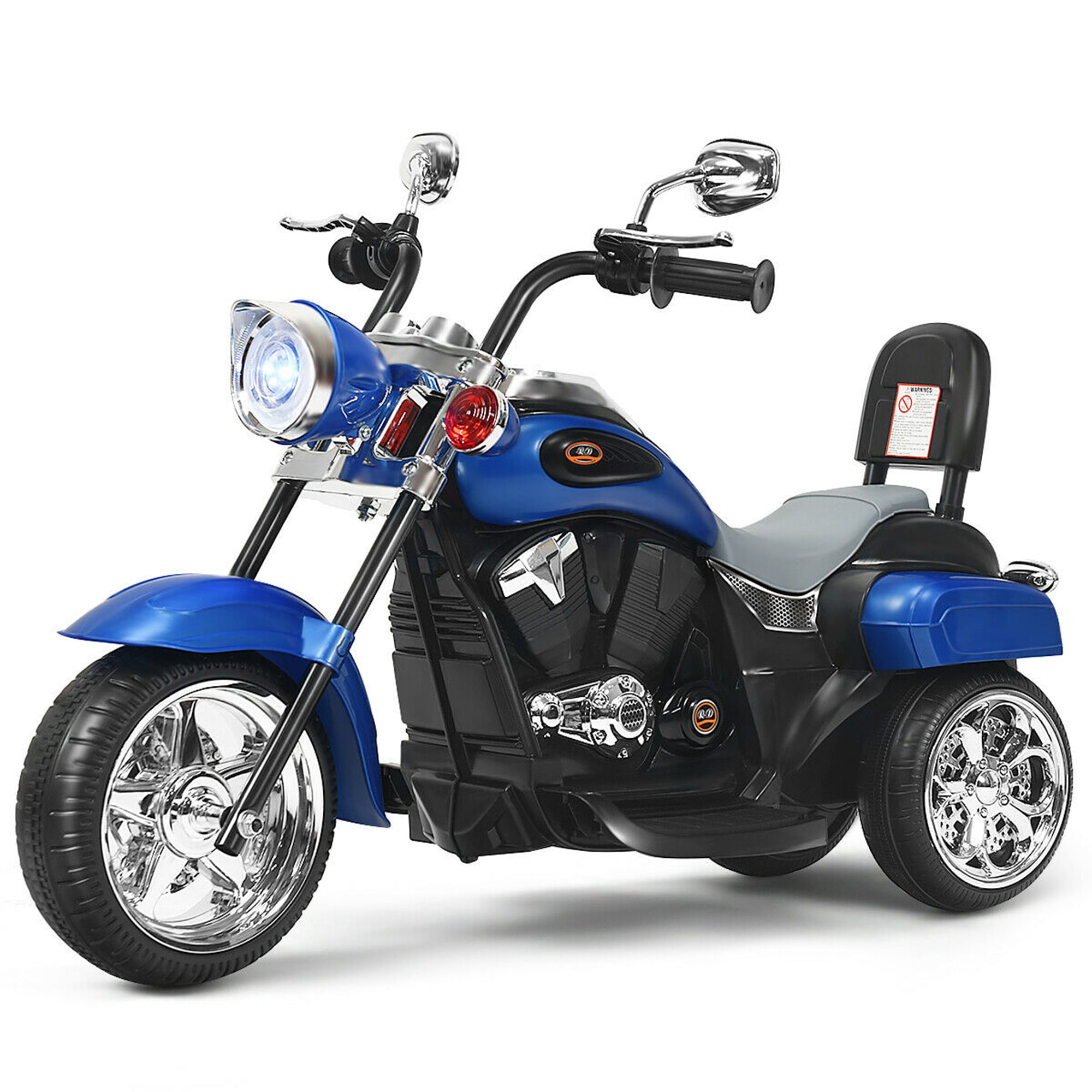 Gymax 6V Kids Ride On Chopper Motorcycle 3 Wheel Trike with Headlight Blue Walmart
