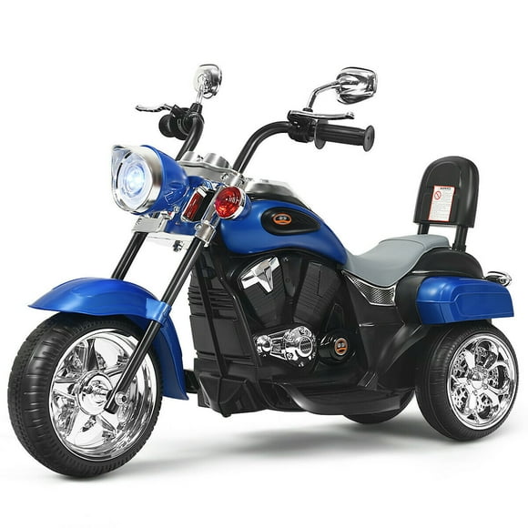 Gymax 6V Kids Ride On Chopper Motorcycle 3 Wheel Trike with Headlight Blue